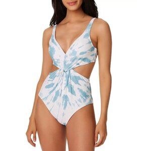 Bar III Spiraling Abalone Blue One Piece Monokini Womens Medium Tie Dye MBSP2221
